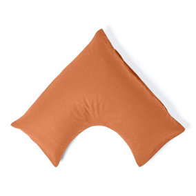 Homescapes Burnt Orange Linen V Shaped Pillowcase