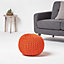Homescapes Burnt Orange Round Cotton Knitted Pouffe Footstool