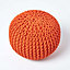 Homescapes Burnt Orange Round Cotton Knitted Pouffe Footstool