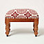 Homescapes Cassia Red Geometric Footstool, 50 x 30 x 40 cm