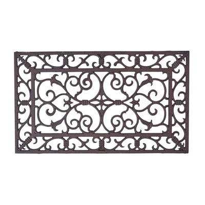 Homescapes Cast Iron Door Mat Brown Rectangular Parisian Design