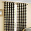 Homescapes Charcoal and Beige 'Horizon' Striped Ready Made Eyelet Curtain Pair, 46x72"