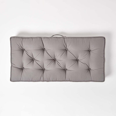 Homescapes Charcoal Grey Cotton 2 Seater Booster Cushion