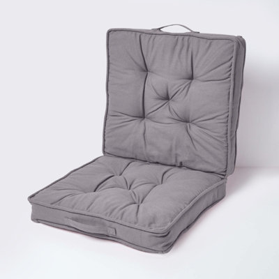 Homescapes Charcoal Grey Cotton Travel Support Booster Cushion
