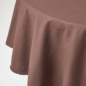 Homescapes Chocolate Brown Cotton Round Tablecloth 178 cm