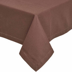 Homescapes Chocolate Brown Cotton Square Tablecloth 137 x 137 cm