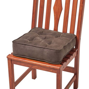 Homescapes Chocolate Brown Faux Suede Dining Chair Booster Cushion