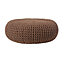 Homescapes Chocolate Brown Large Round Cotton Knitted Pouffe Footstool