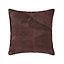 Homescapes Chocolate Brown Real Leather Suede Cushion with Feather Filling