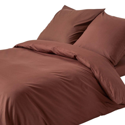 Homescapes Chocolate Continental Egyptian Cotton Duvet Cover Set 200 TC, 155 x 220 cm