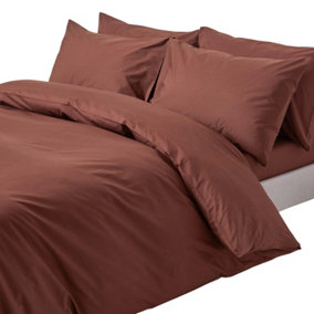 Homescapes Chocolate Egyptian Cotton Duvet Cover with Pillowcases 200 TC, King