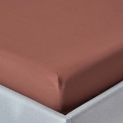 Homescapes Chocolate Egyptian Cotton Fitted Sheet 200 TC, Small Double