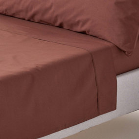 Homescapes Chocolate Egyptian Cotton Flat Sheet 200 TC, Double