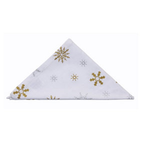 Homescapes Christmas Gold Snowflake Cotton Fabric 4 Napkins Set