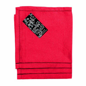 Homescapes Christmas Red Cotton Fabric 4 Napkins Set