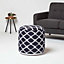 Homescapes Circular Blue and Natural Colour Ikat Round Footstool