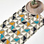 Homescapes Copenhagen Blue, Yellow and Grey 100% Cotton Geometric Style Scandi Printed Rug, 66 x 200 cm