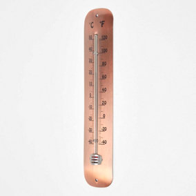 Homescapes Copper Metal Wall Thermometer, 30 cm
