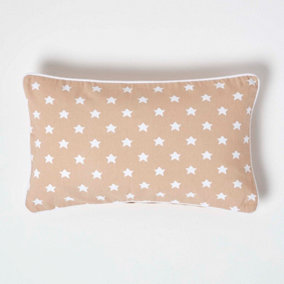 Homescapes Cotton Beige Stars Cushion Cover, 30 x 50 cm