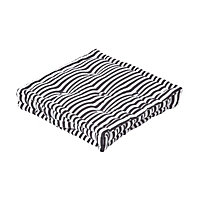 Homescapes Cotton Black Thin Stripe Floor Cushion, 40 x 40 cm