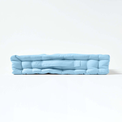 Homescapes Cotton Blue Floor Cushion, 40 x 40 cm