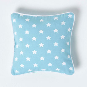 Homescapes Cotton Blue Stars Cushion Cover, 30 x 30 cm