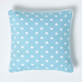 Homescapes Cotton Blue Stars Cushion Cover, 45 x 45 cm