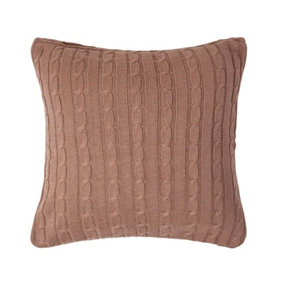 Homescapes Cotton Cable Knit Chocolate Brown Cushion Cover, 45 x 45 cm