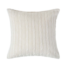 Homescapes Cotton Cable Knit Natural Cushion Cover, 45 x 45 cm
