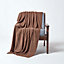 Homescapes Cotton Cable Knit Throw, Chocolate, 130 x 170 cm