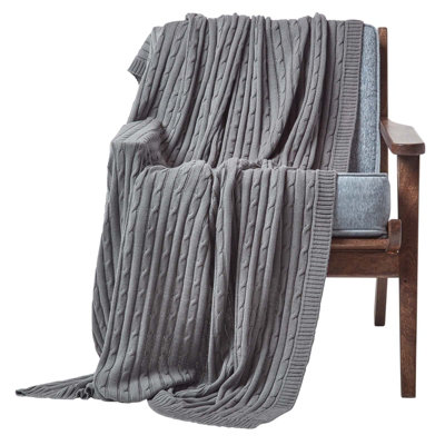 Photo inspiration: Picture Idea: Homescapes Cotton Cable Knit Throw Grey 130 X 170 Cm
