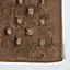 Homescapes Cotton Check Border Chocolate Brown Bath Mat