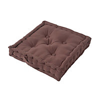 Homescapes Cotton Chocolate Brown Floor Cushion, 50 x 50 cm