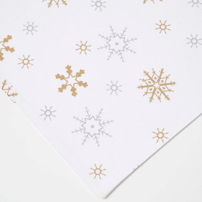 Homescapes Cotton Christmas Gold Snowflake Pack of 2 Placemats
