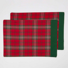 Homescapes Cotton Christmas Prince Edward Tartan Pack of 2 Placemats