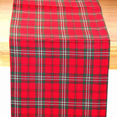 Homescapes Cotton Christmas Prince Edward Tartan Table Runner