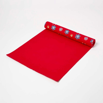 Homescapes Cotton Christmas Red Snowflake Table Runner