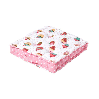 Homescapes Cotton Cup Cakes Floor Cushion, 50 x 50 cm