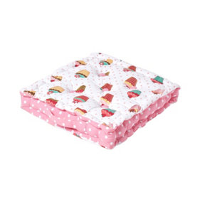 Homescapes Cotton Cup Cakes Floor Cushion, 50 x 50 cm