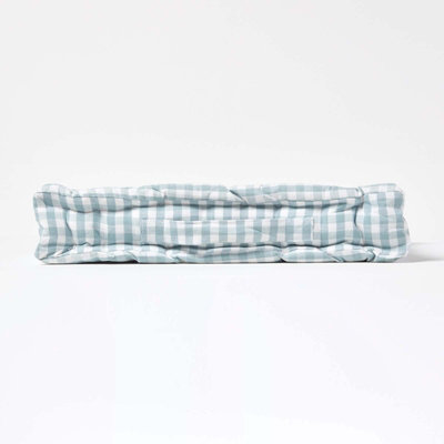 Homescapes Cotton Gingham Check Blue Floor Cushion, 50 x 50 cm