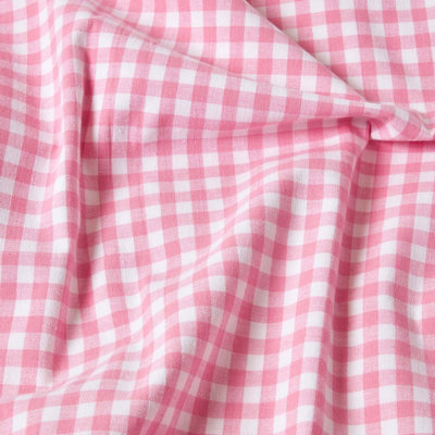 Homescapes Cotton Gingham Check Pink Throw, 150 x 200 cm