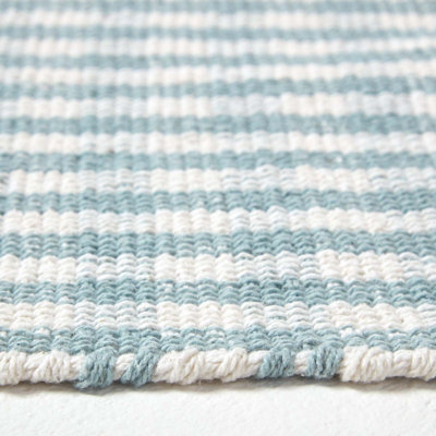 Homescapes Cotton Gingham Check Rug Hand Woven Blue White, 110 x 170 cm