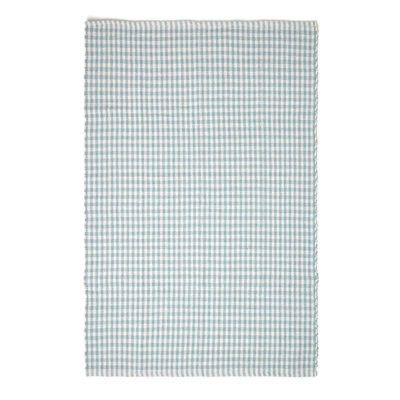Homescapes Cotton Gingham Check Rug Hand Woven Blue White, 60 x 90 cm