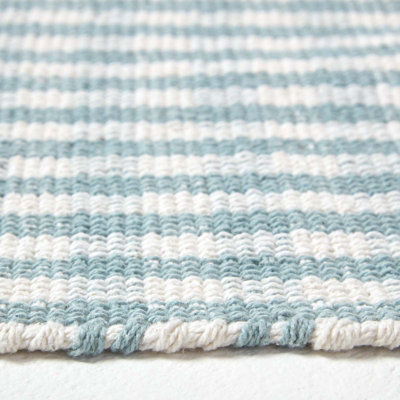 Homescapes Cotton Gingham Check Rug Hand Woven Blue White, 60 x 90 cm
