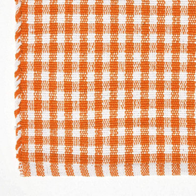 Homescapes Cotton Gingham Check Rug Hand Woven Orange White, 60 x 90 cm