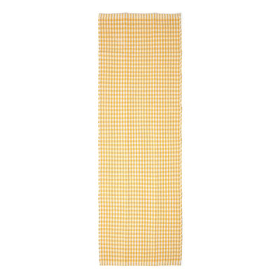 Homescapes Cotton Gingham Check Rug Hand Woven Yellow White, 66 x 200 cm