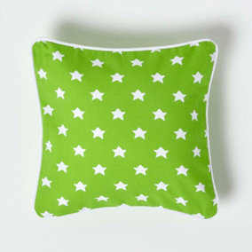 Homescapes Cotton Green Stars Cushion Cover, 30 x 30 cm