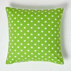 Homescapes Cotton Green Stars Cushion Cover, 60 x 60 cm