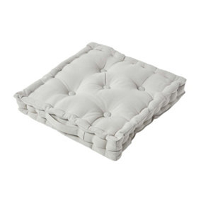 Homescapes Cotton Grey Floor Cushion, 40 x 40 cm