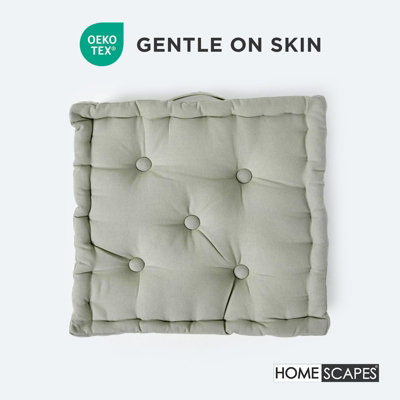 Homescapes Cotton Grey Floor Cushion, 40 x 40 cm